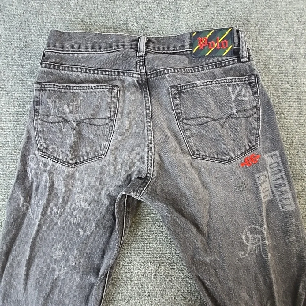 POLO Ralph Lauren Jeans 30x28 Mens Black New York Varsity Tiger Classic Fit